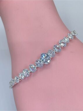 Swarovski Crystal Elements White Oval Cut Crystal Tennis Bracelet Bridal